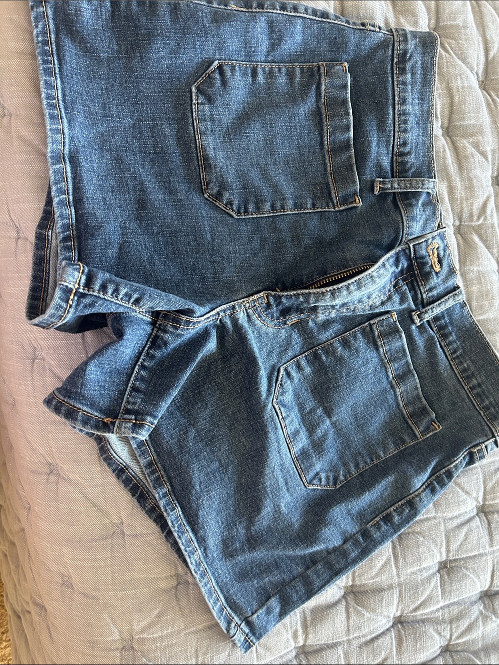 Indigo Blue Denim Women's Shorts with Patch Pockets